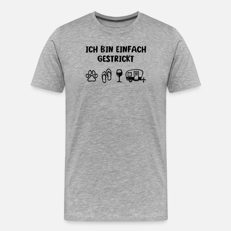 Relaxen Wanderer Camping Statement Wohnwagen - Männer Premium Bio T-Shirt - Grau meliert