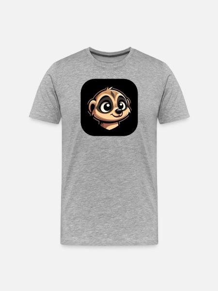 Erdmännchen Kopf im Comic Stil - Männer Premium Bio T-Shirt - Grau meliert