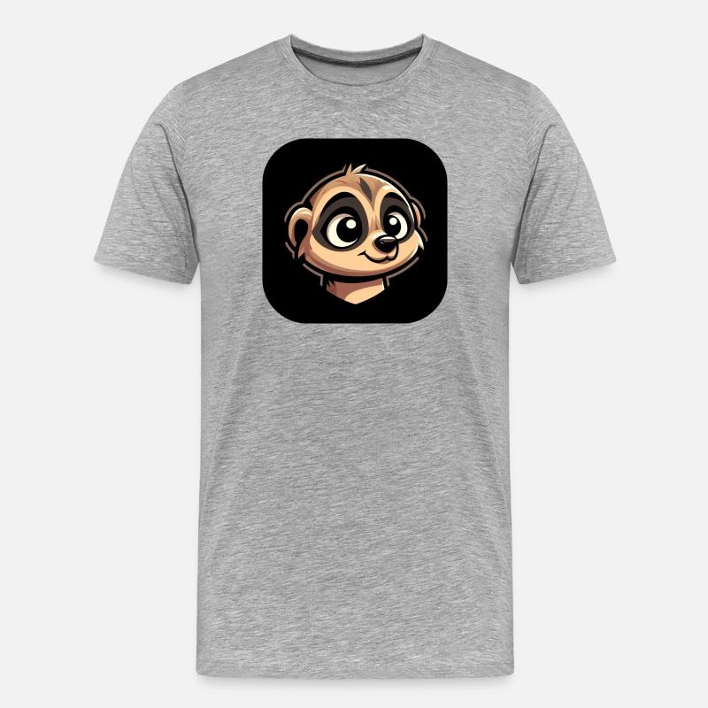 Erdmännchen Kopf im Comic Stil - Männer Premium Bio T-Shirt - Grau meliert
