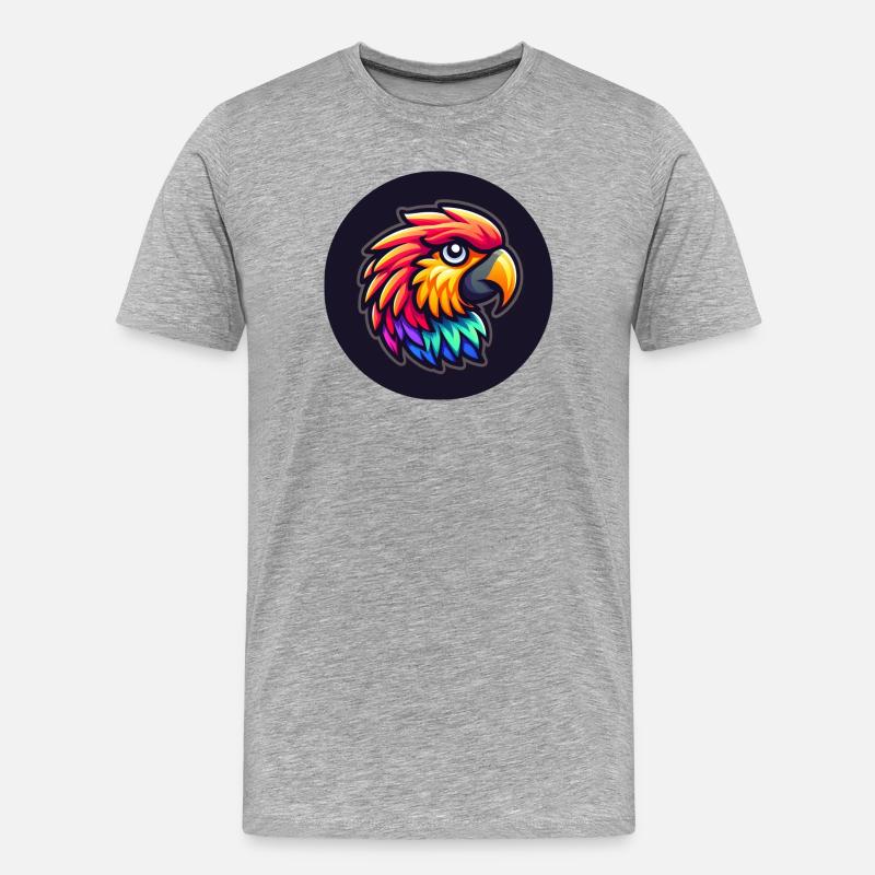 Papagei Ara Kopf bunt Cartoon Comic - Männer Premium Bio T-Shirt - Grau meliert