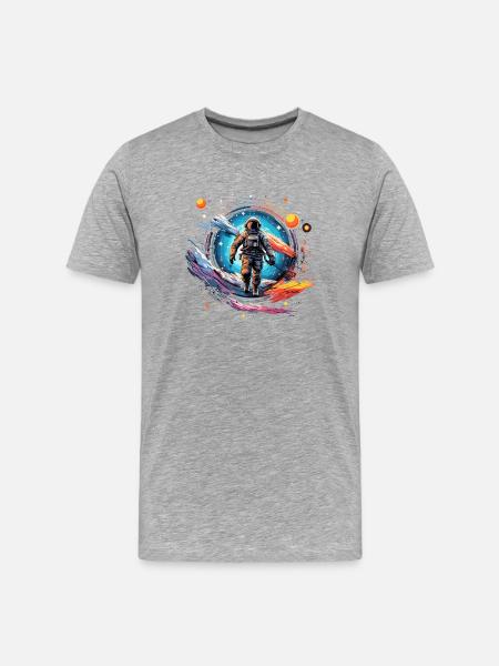 Astronaute en design spatial - T-shirt bio Premium Homme - gris chiné