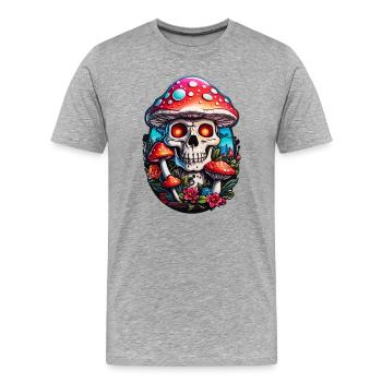 Totenkopf Fliegenpilz - Männer Premium Bio T-Shirt - Grau meliert - Vorne - Damien (186cm)