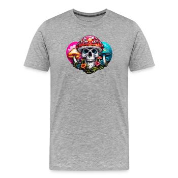Totenkopf Fliegenpilz - Männer Premium Bio T-Shirt - Grau meliert - Vorne - Damien (186cm)