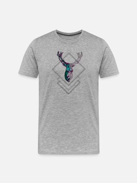 Geometric Deer – Modern Nature Design - Men's Premium Organic T-Shirt - heather grey