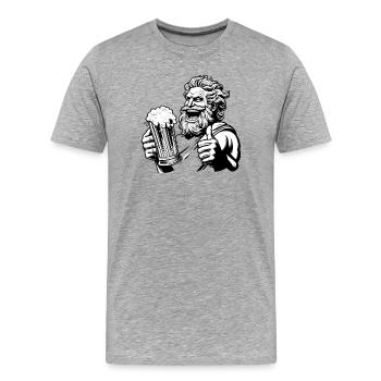 Zeus mit Bier - Männer Premium Bio T-Shirt - Grau meliert - Vorne - Damien (186cm)