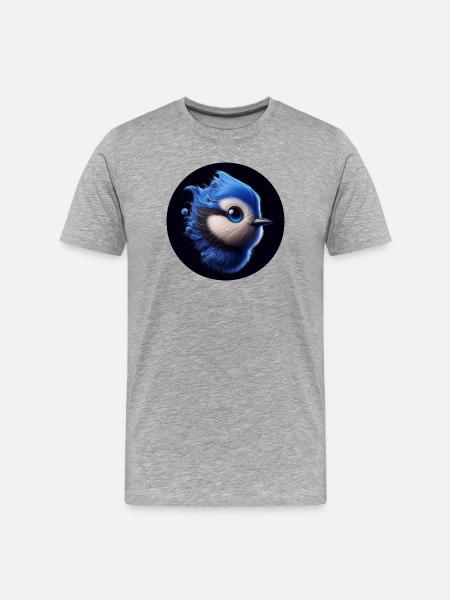 Blue bird in animation style - Men's Premium Organic T-Shirt - heather grey