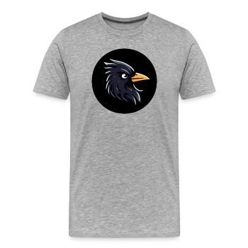 Cartoon Amsel Rabe schaut finster - Männer Premium Bio T-Shirt - Grau meliert - Vorne - Damien (186cm)