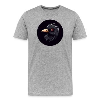 Cartoon Blackbird Bird Black with Red Eye - Men's Premium Organic T-Shirt - heather grey - Front - Damien (186cm)
