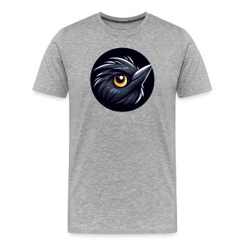 Oiseau merle comique - T-shirt bio Premium Homme - gris chiné - Devant - Damien (186cm)