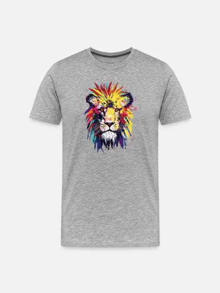 Aquarelle de Lion - T-shirt bio Premium Homme - gris chiné