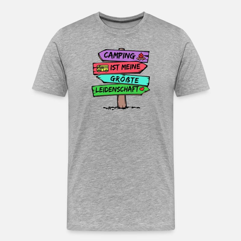 Campingplatz Camping Wanderer Wohnmobil Statement - Männer Premium Bio T-Shirt - Grau meliert