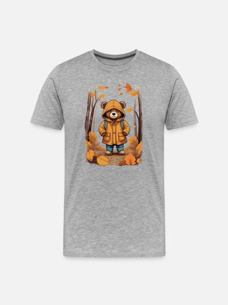 Süßer Bär im Wald - Männer Premium Bio T-Shirt - Grau meliert