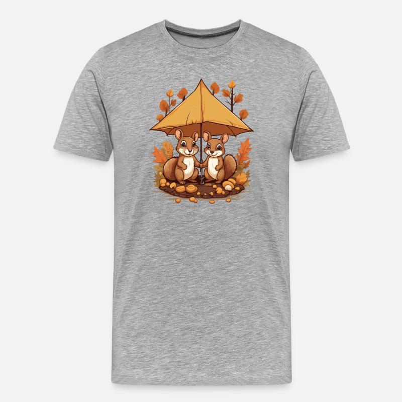 Süße Eichhörnchen - Männer Premium Bio T-Shirt - Grau meliert