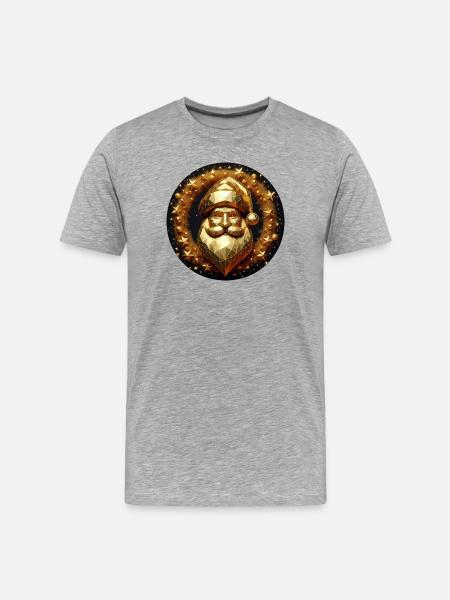 Père Noël doré - T-shirt bio Premium Homme - gris chiné