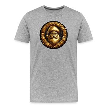 Weihnachtsmann in Gold mit Sternen - Männer Premium Bio T-Shirt - Grau meliert - Vorne - Damien (186cm)