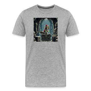 Winter Cat in Dungeon Magic - Men's Premium Organic T-Shirt - heather grey - Front - Damien (186cm)