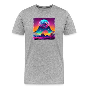 Fantaisie spatiale - T-shirt bio Premium Homme - gris chiné - Devant - Damien (186cm)