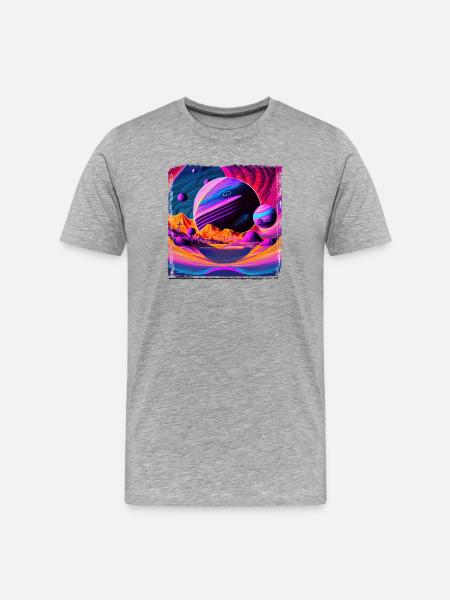 Neonplanet Landschaft - Männer Premium Bio T-Shirt - Grau meliert