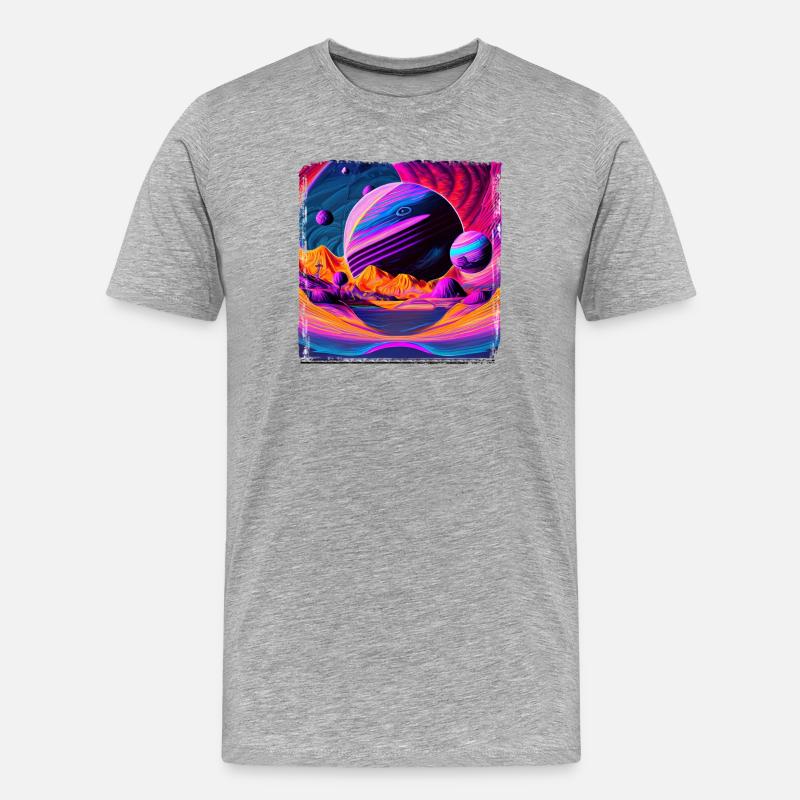 Neonplanet Landschaft - Männer Premium Bio T-Shirt - Grau meliert