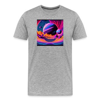 Fantaisie spatiale - T-shirt bio Premium Homme - gris chiné - Devant - Damien (186cm)
