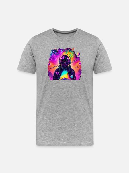 Neon astronaut in the rainbow cosmos - Men's Premium Organic T-Shirt - heather grey