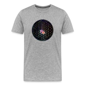Regenbogen Lebensblume Design - Männer Premium Bio T-Shirt - Grau meliert - Vorne - Damien (186cm)