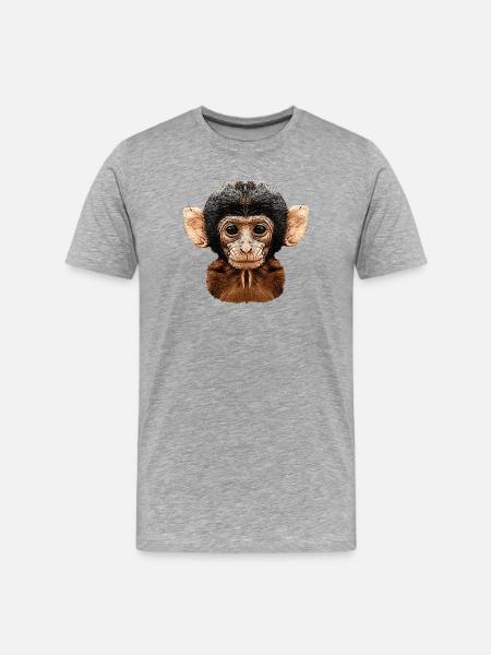 affenkopf, äffchen - Männer Premium Bio T-Shirt - Grau meliert