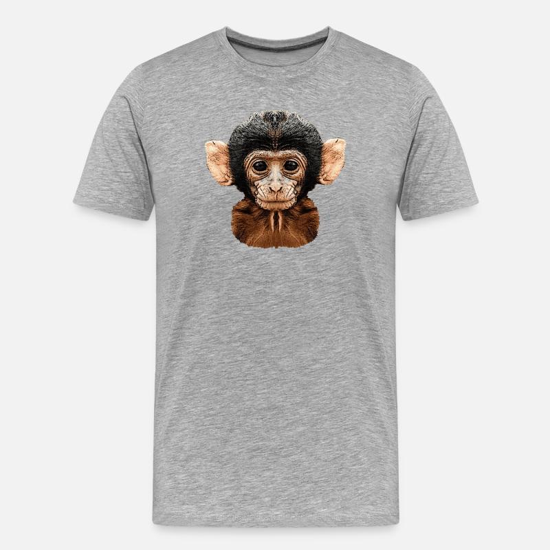affenkopf, äffchen - Männer Premium Bio T-Shirt - Grau meliert