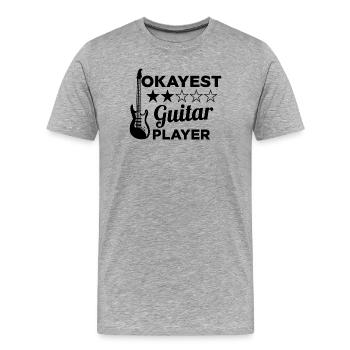 Okayest Guitar Player - Guitariste drôle - T-shirt bio Premium Homme - gris chiné - Devant - Damien (186cm)