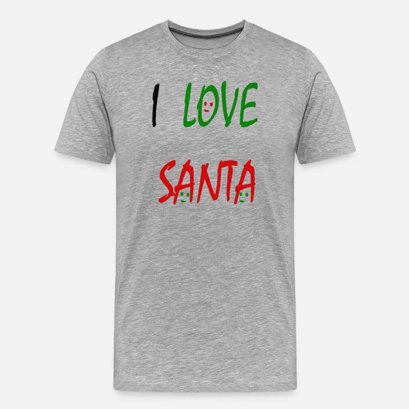 Ich liebe den Weihnachtsmann - Männer Premium Bio T-Shirt - Grau meliert