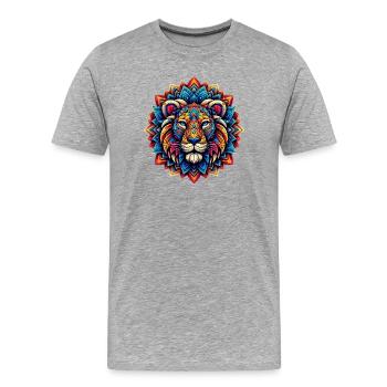 Löwe mit Mandalas verziert - Männer Premium Bio T-Shirt - Grau meliert - Vorne - Damien (186cm)