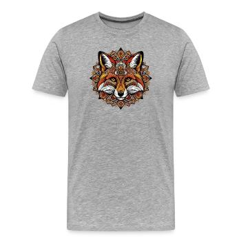 Renard décoré de Mandalas - T-shirt bio Premium Homme - gris chiné - Devant - Damien (186cm)