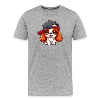 Cavalier King Charles Hund Niedlicher Hund - Männer Premium Bio T-Shirt - Grau meliert - Vorne - Damien (186cm)