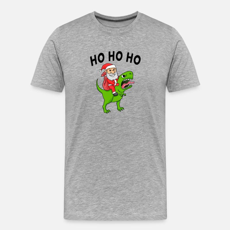 Ho ho ho Weihnachtsmann Dinosaurier - Männer Premium Bio T-Shirt - Grau meliert
