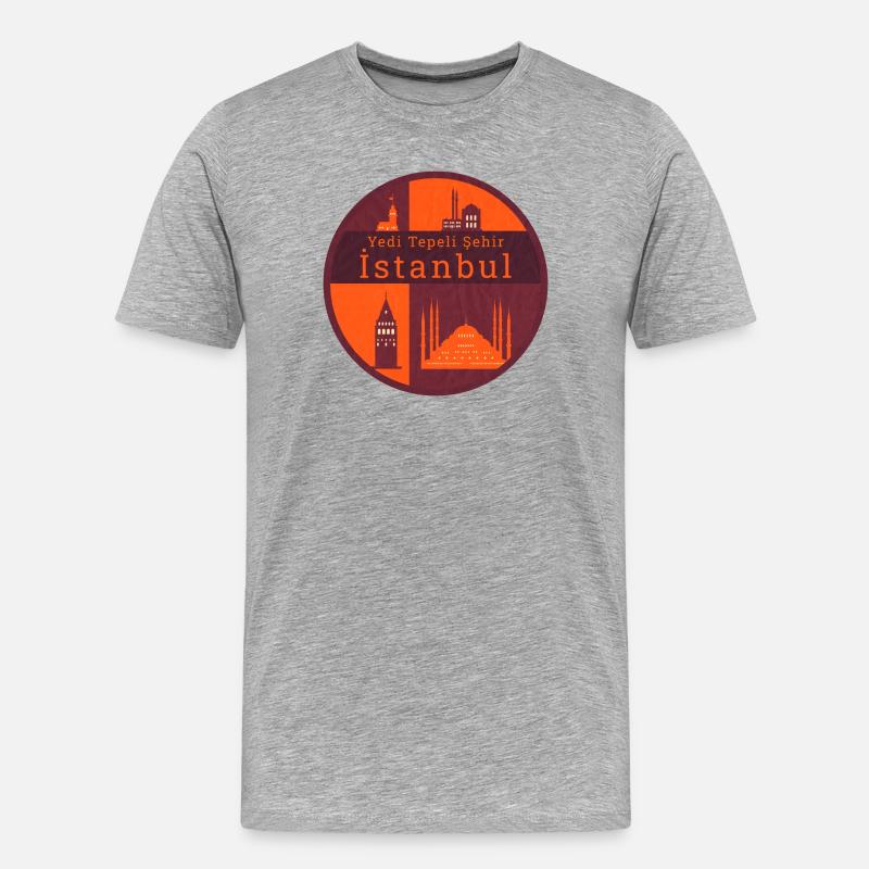 Wahrzeichen von Istanbul - Männer Premium Bio T-Shirt - Grau meliert