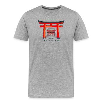 Kobe, Japan, Torii Shrine Ikuta- jinja, drawing - Men's Premium Organic T-Shirt - heather grey - Front - Damien (186cm)
