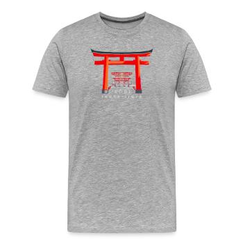 Kobe, Japan, Torii Shrine Ikuta- jinja, drawing - Men's Premium Organic T-Shirt - heather grey - Front - Damien (186cm)