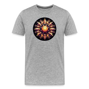 Polygone de rayons de soleil dorés et colorés - T-shirt bio Premium Homme - gris chiné - Devant - Damien (186cm)