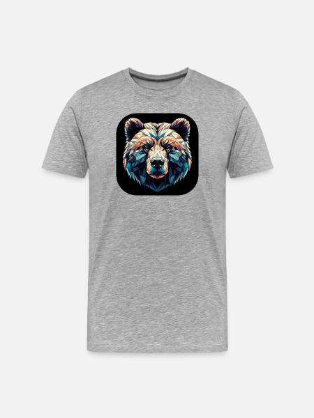 Bunter Bär in Polygon Design - Männer Premium Bio T-Shirt - Grau meliert