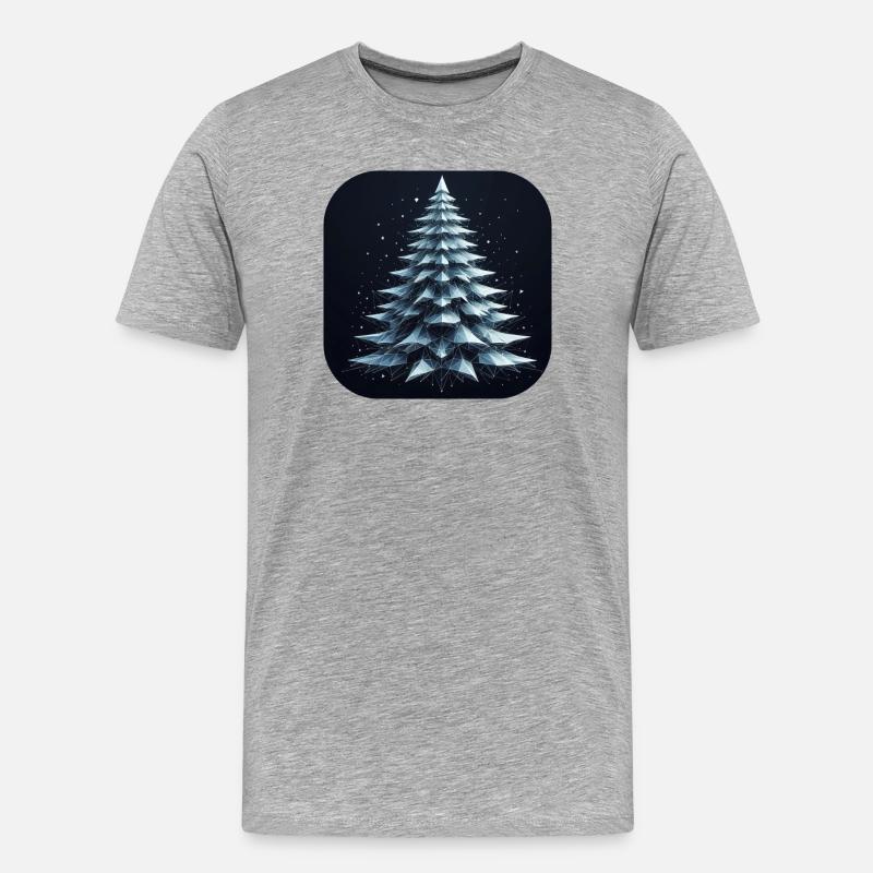 Weihnachtsbaum Tannenbaum Polygone Grün - Männer Premium Bio T-Shirt - Grau meliert