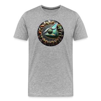 The Chameleon and the Insects - Men's Premium Organic T-Shirt - heather grey - Front - Damien (186cm)