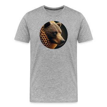 Ours brun en nid d’abeille - T-shirt bio Premium Homme - gris chiné - Devant - Damien (186cm)