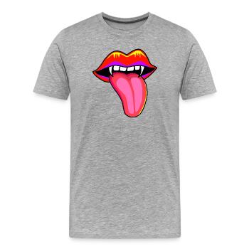 Bouche avec des dents de vampire - T-shirt bio Premium Homme - gris chiné - Devant - Damien (186cm)