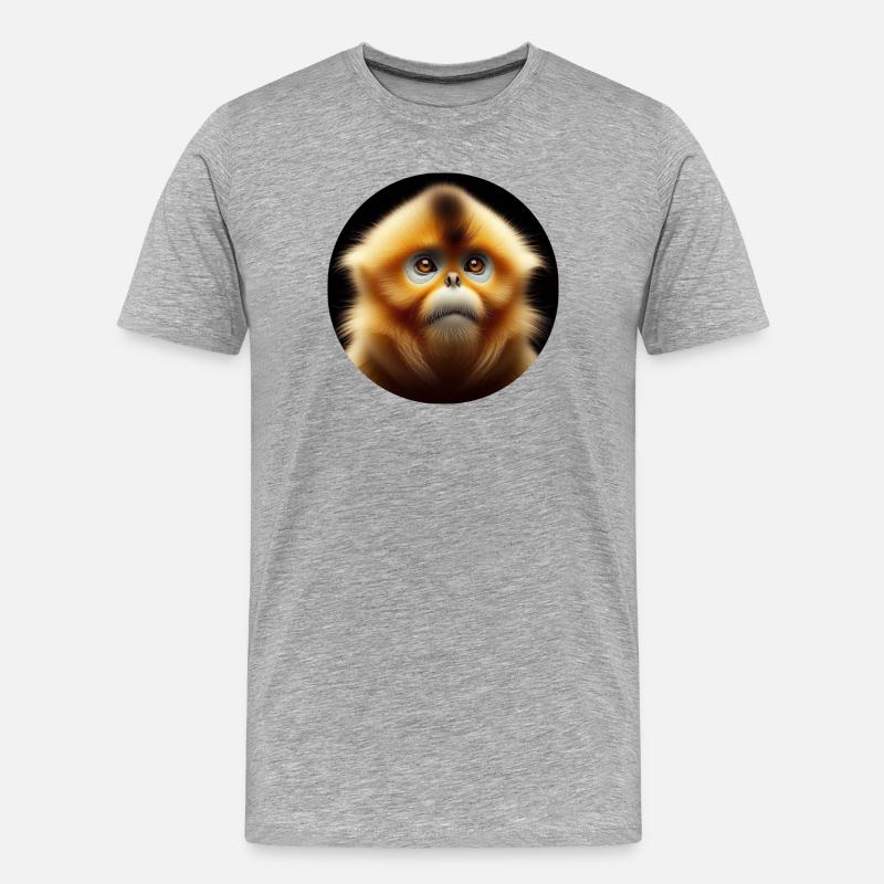 Affe Kapuziner Fotorealistisch - Männer Premium Bio T-Shirt - Grau meliert