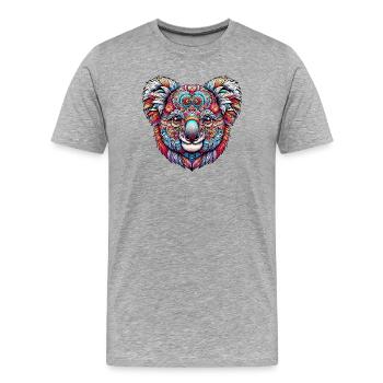 Koala mit Mandalas dekoriert - Männer Premium Bio T-Shirt - Grau meliert - Vorne - Damien (186cm)