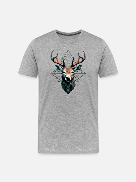 Geometric deer with geometric patterns - Men's Premium Organic T-Shirt - heather grey