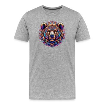 Bär mit Mandalas verziert - Männer Premium Bio T-Shirt - Grau meliert - Vorne - Damien (186cm)