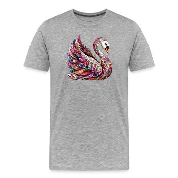 Schwan mit Mandalas verziert - Männer Premium Bio T-Shirt - Grau meliert - Vorne - Damien (186cm)