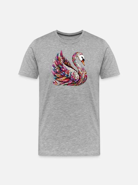 Schwan mit Mandalas verziert - Männer Premium Bio T-Shirt - Grau meliert