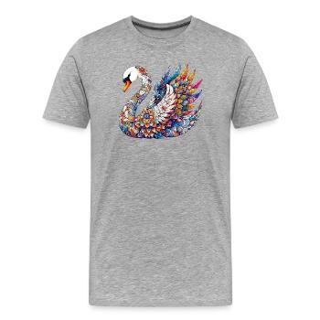 Schwan mit Mandalas verziert - Männer Premium Bio T-Shirt - Grau meliert - Vorne - Damien (186cm)